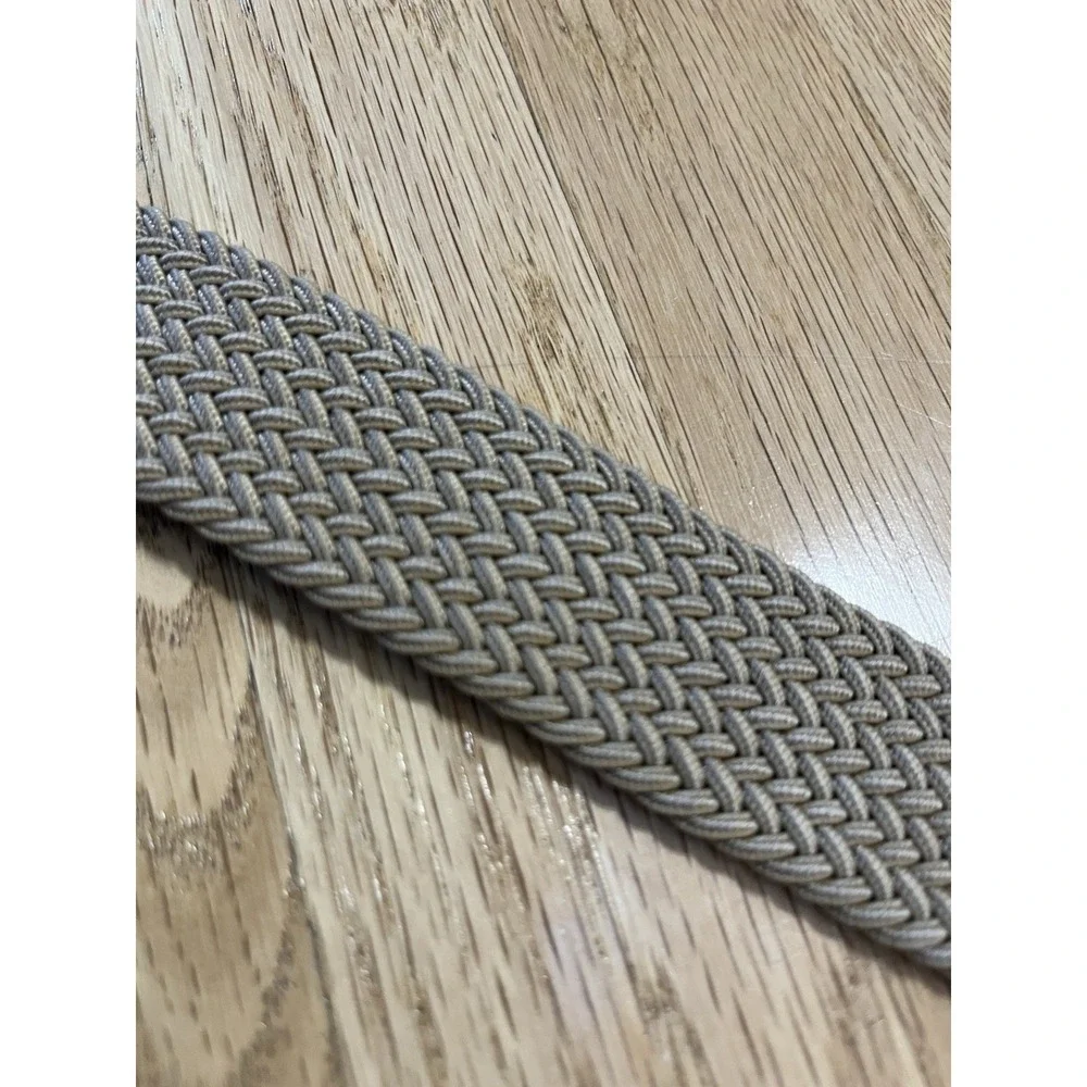 Mens Leather Man Ltd Braided Stretch Belt Taupe Brown Leather Tip Size 36